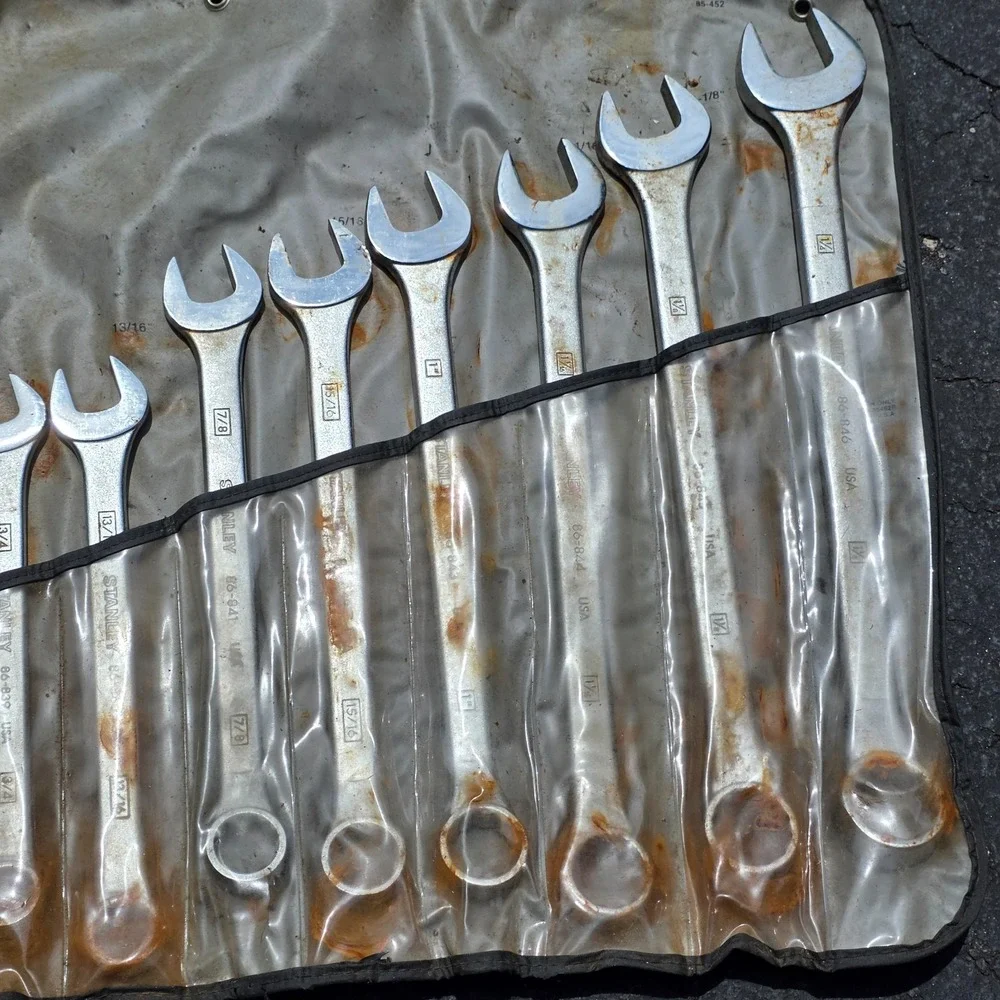 VTG Stanley Wrench Set with Pouch USA 12‑Pc 3/8–1‑1/4 Industrial 85-452